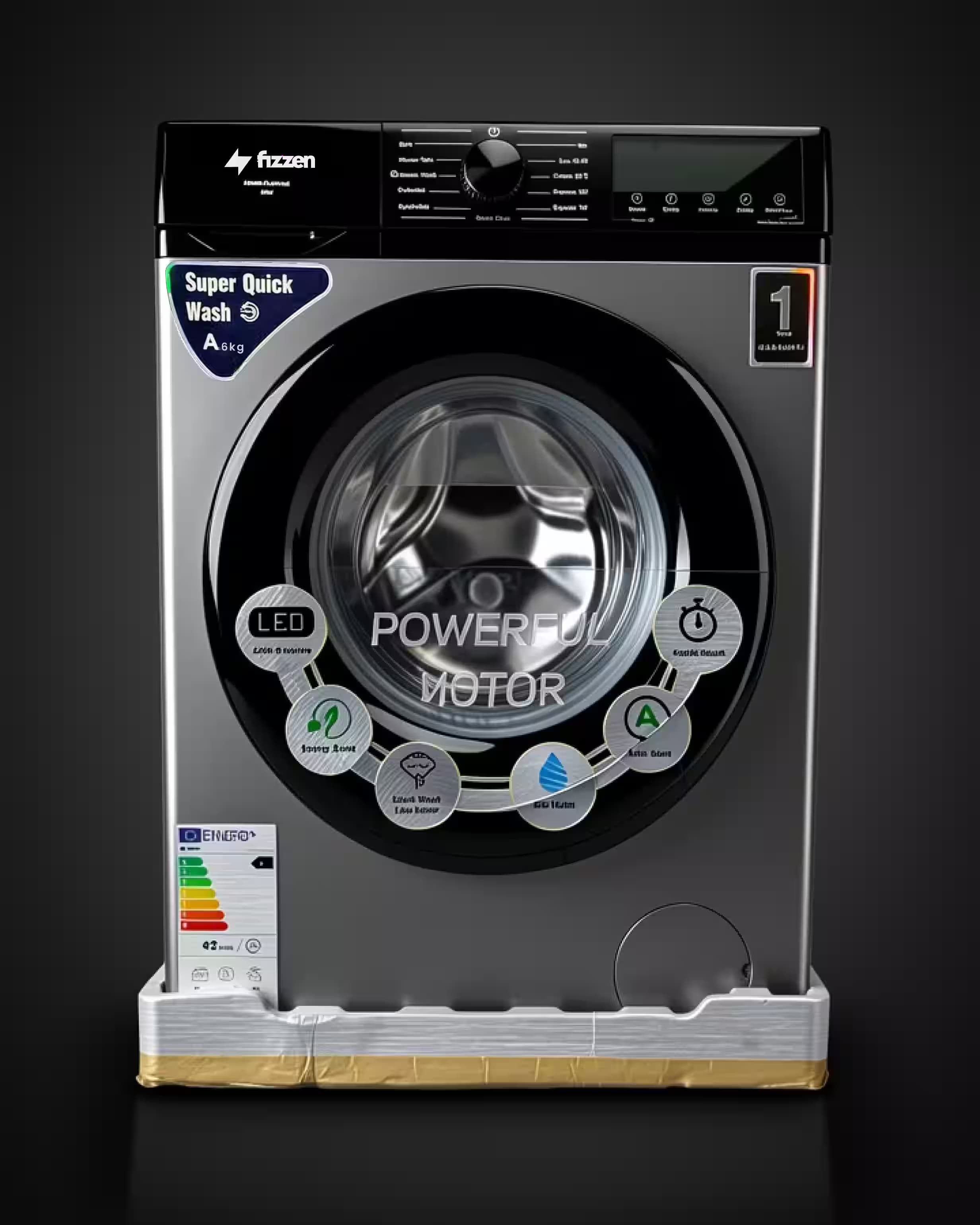 Máquina de lavar roupa automática de carregamento frontal, 6 kg.