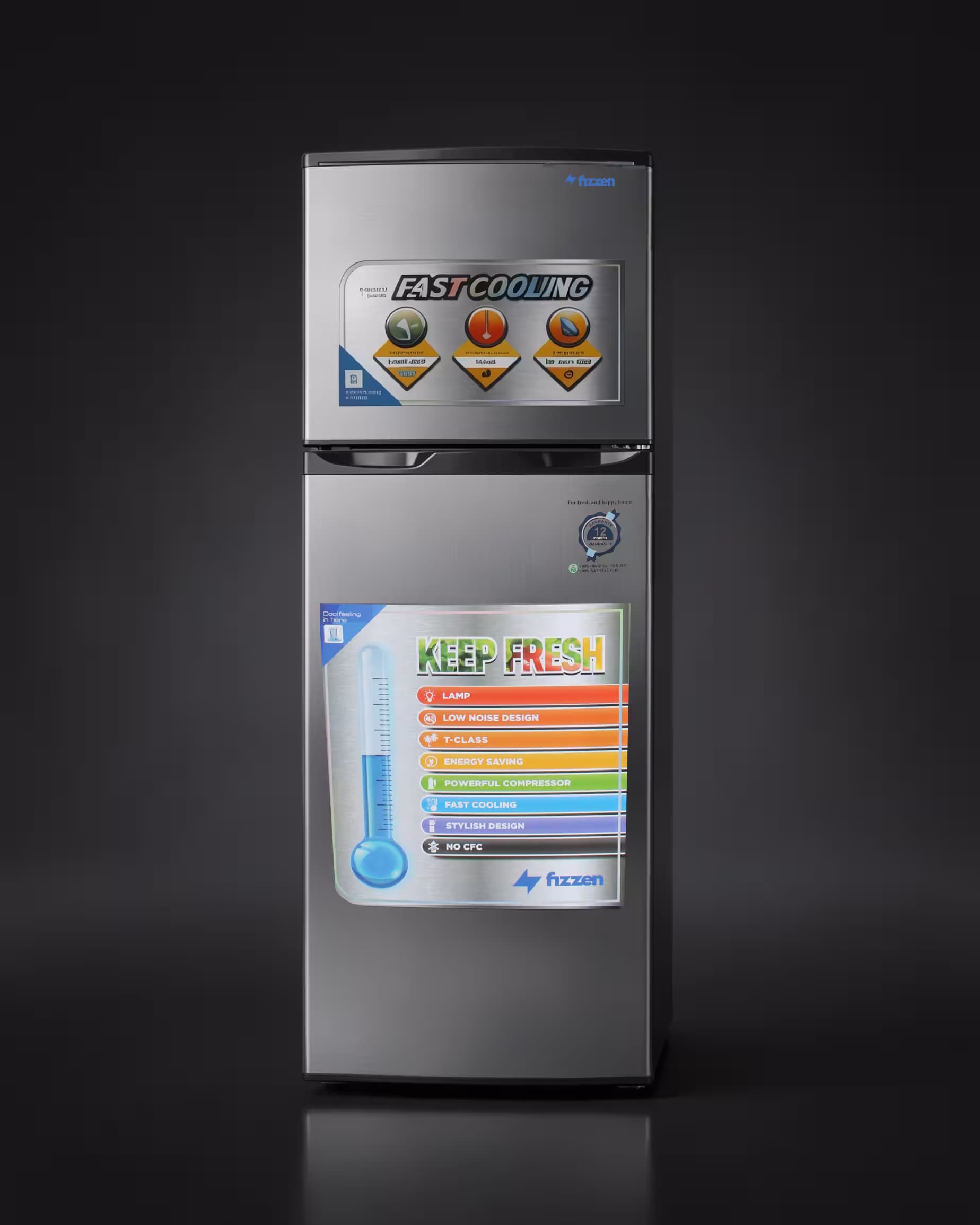 Refrigerador com freezer superior de 220 litros e função de descongelamento